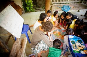 Rui, Charlot and the kids at special project class