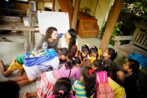 Rui, Charlot and the kids at special project class