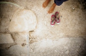 So we took off our shoes ...